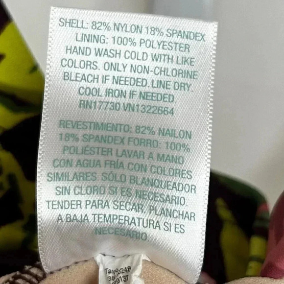 Kona Sol Size Large (12-14) Burgundy One Piece Swimsuit Beach Floral Tropical - Picture 9 of 9